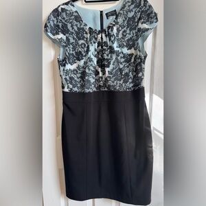 Elegant Black and White Lace Pattern Dress 👗